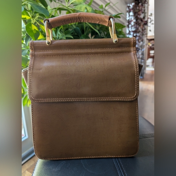 Belle Rose Vintage Leather Crossbody Multi Pocket Organizer Handbag Purse - Picture 2 of 12